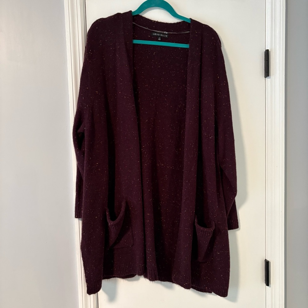 Purple Open-Front Cardigan Sweater